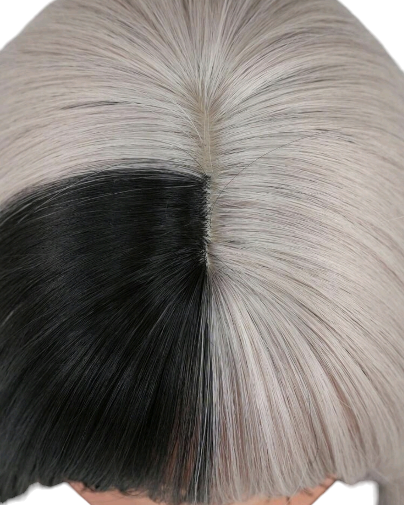 Grey Black Block Colour Straight Wig. Jossie.-CelebWigs