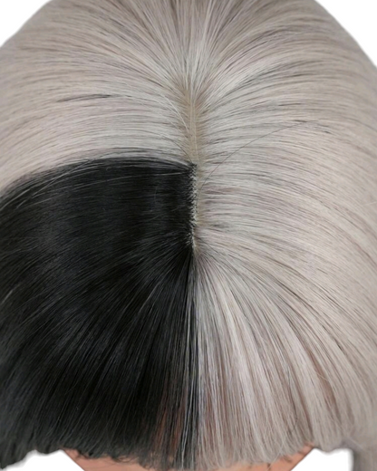 Grey Black Block Colour Straight Wig. Jossie.-CelebWigs