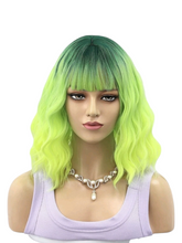 Green Ombre Wavy Wig With Fringe. Isabella-CelebWigs