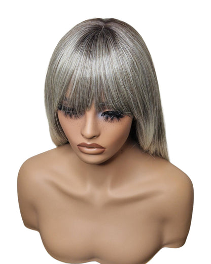 Silver Ash Blonde Long Bob Wig. Katherine