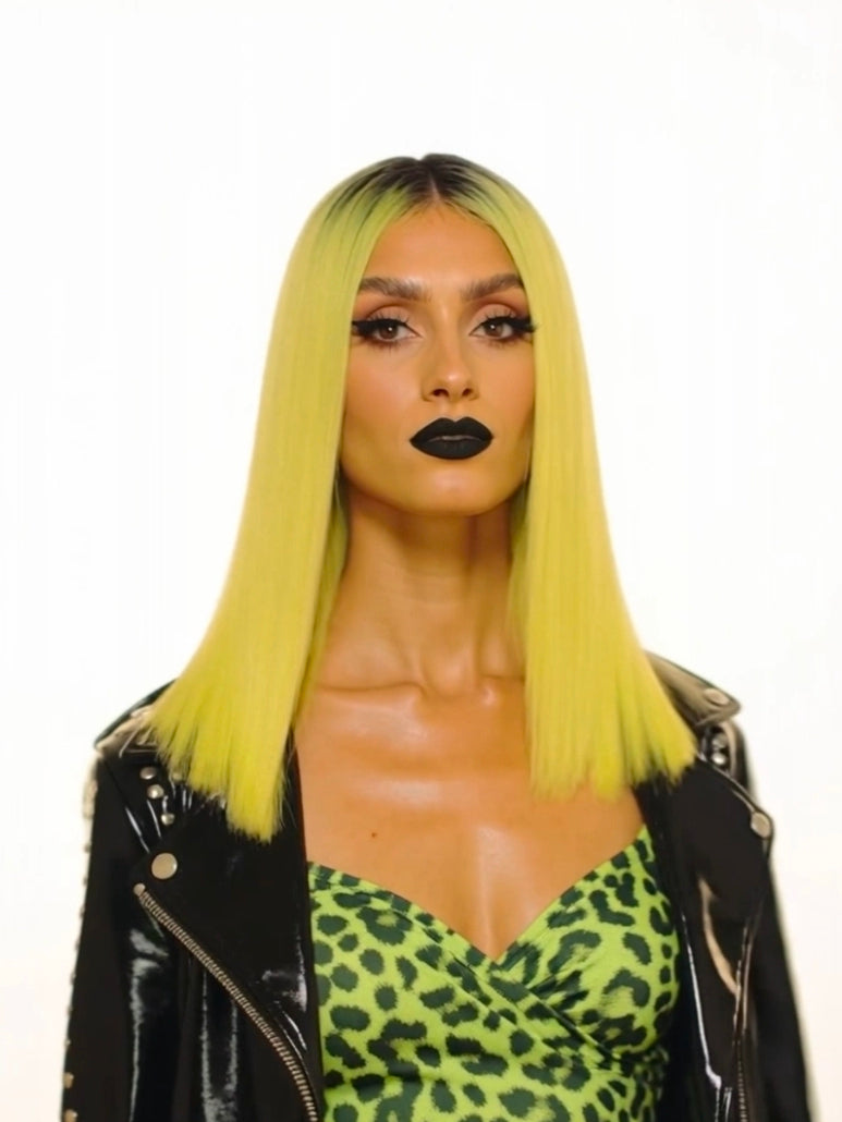 Pastel Green Lob Centre Part Lace Front Wig. Billie Wig