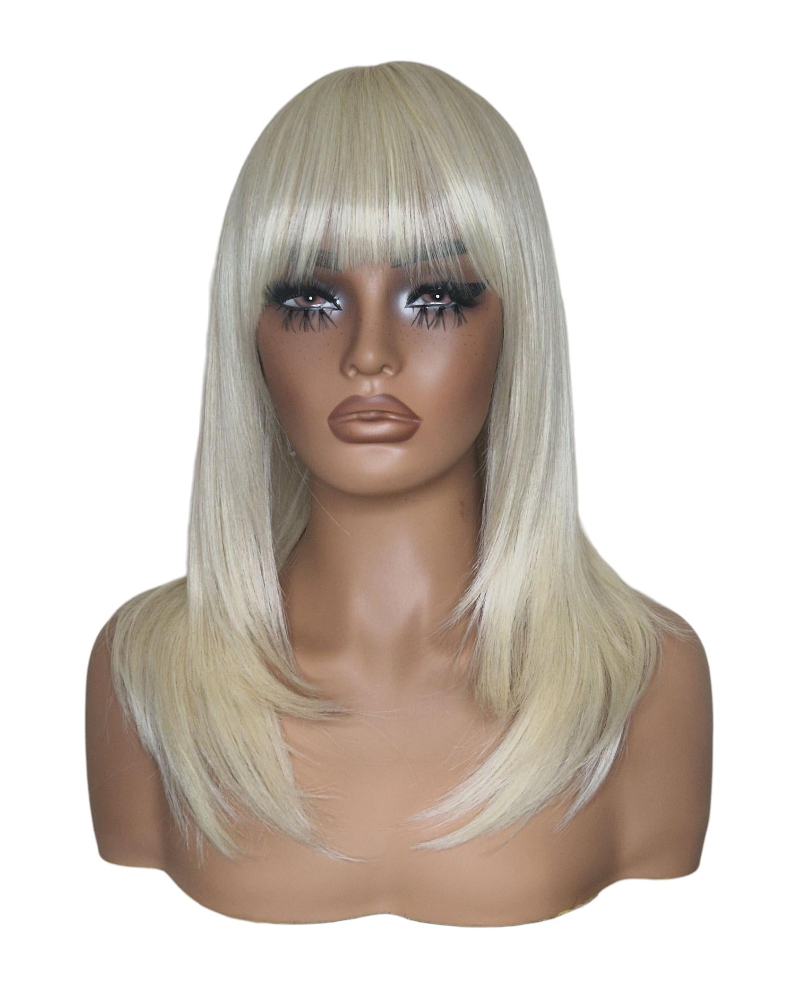 Platinum Blonde Long Bob Wig. Katherine