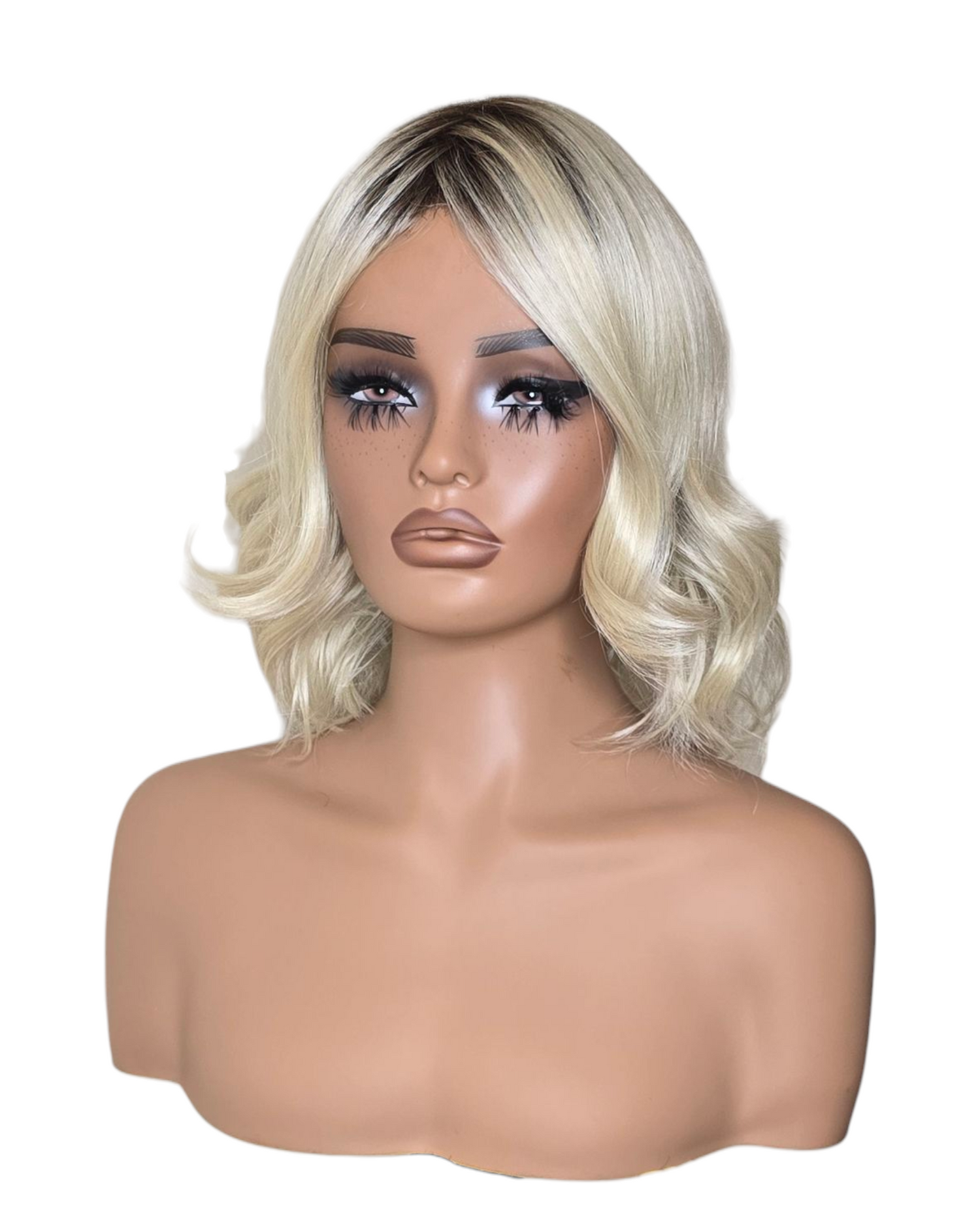 Platinum Blonde Wavy Bob Wig. Abbi