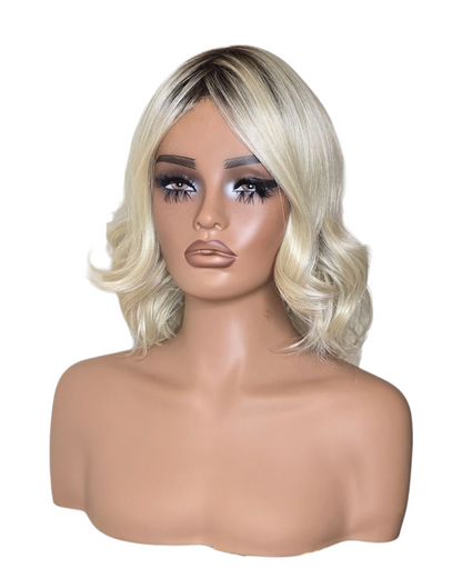 Platinum Blonde Wavy Bob Wig. Abbi