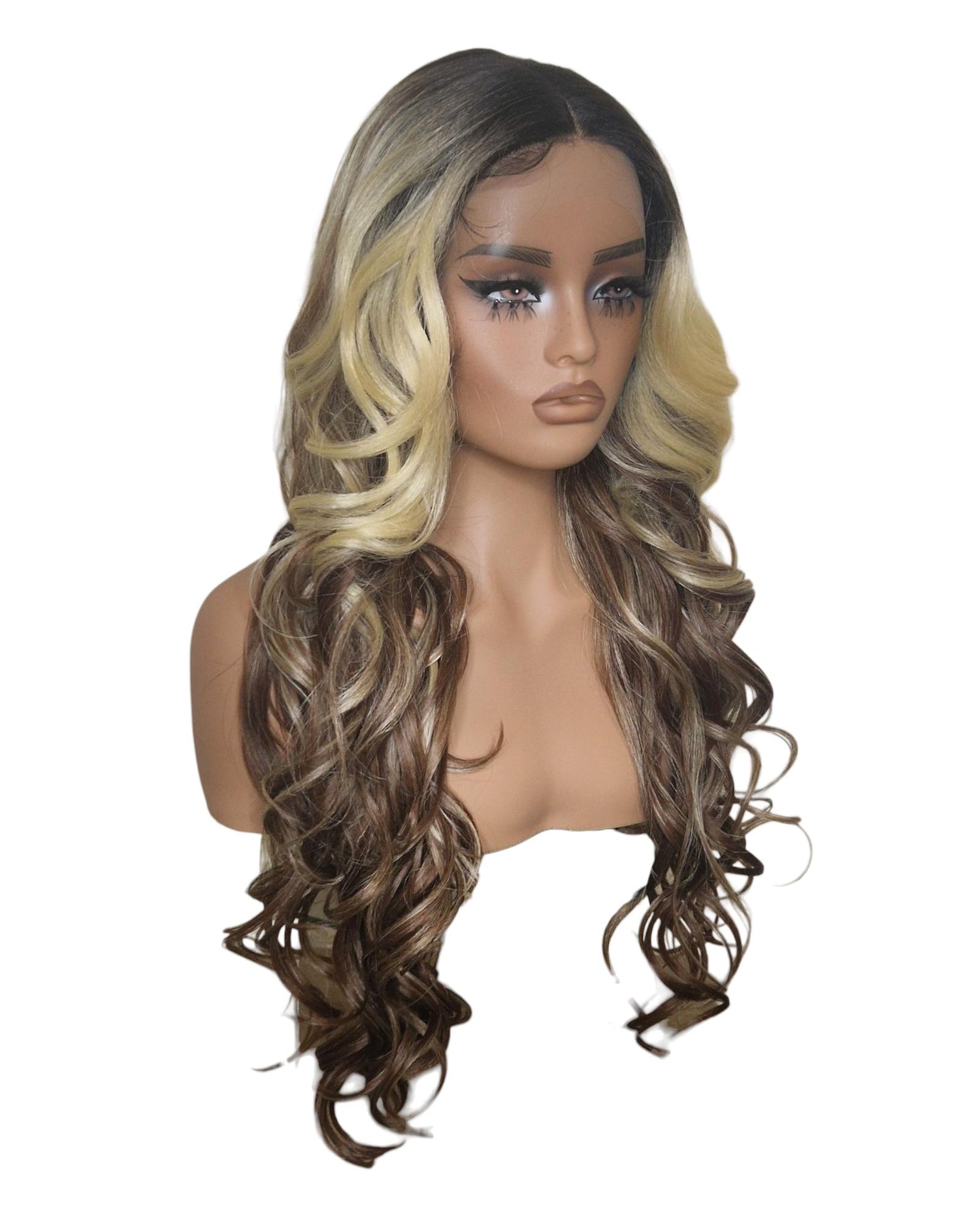 Brown Blonde Wavy Lace Front Wig. Echo