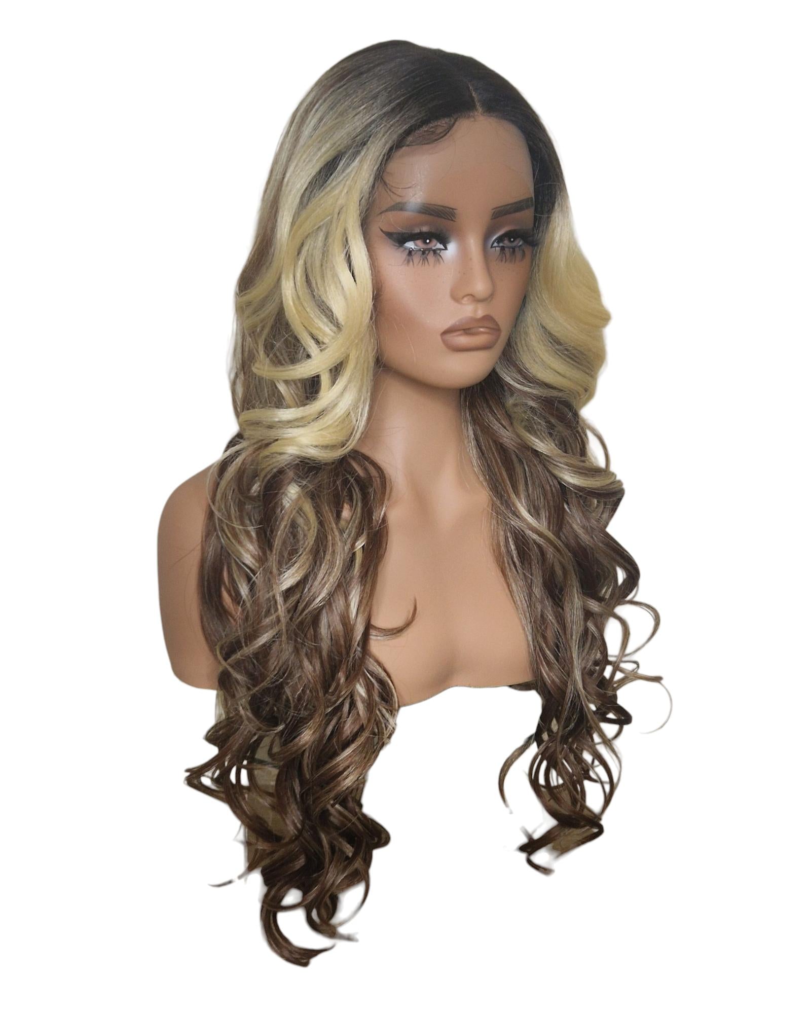 Brown Blonde Wavy Lace Front Wig. Echo