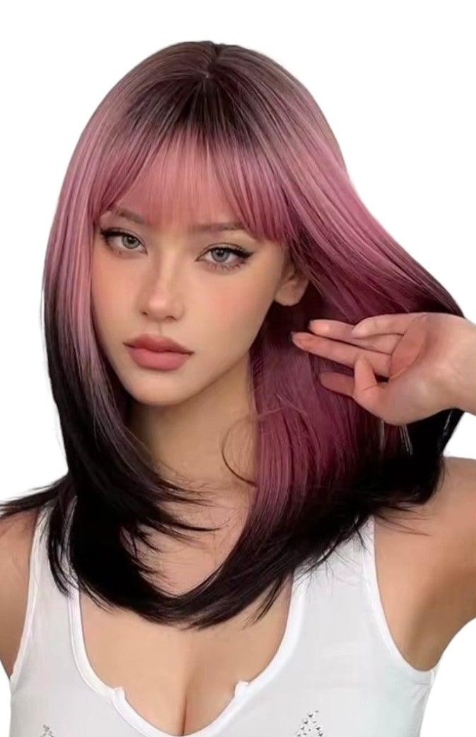 Purple Black Ombre Long Bob Wig. Alure