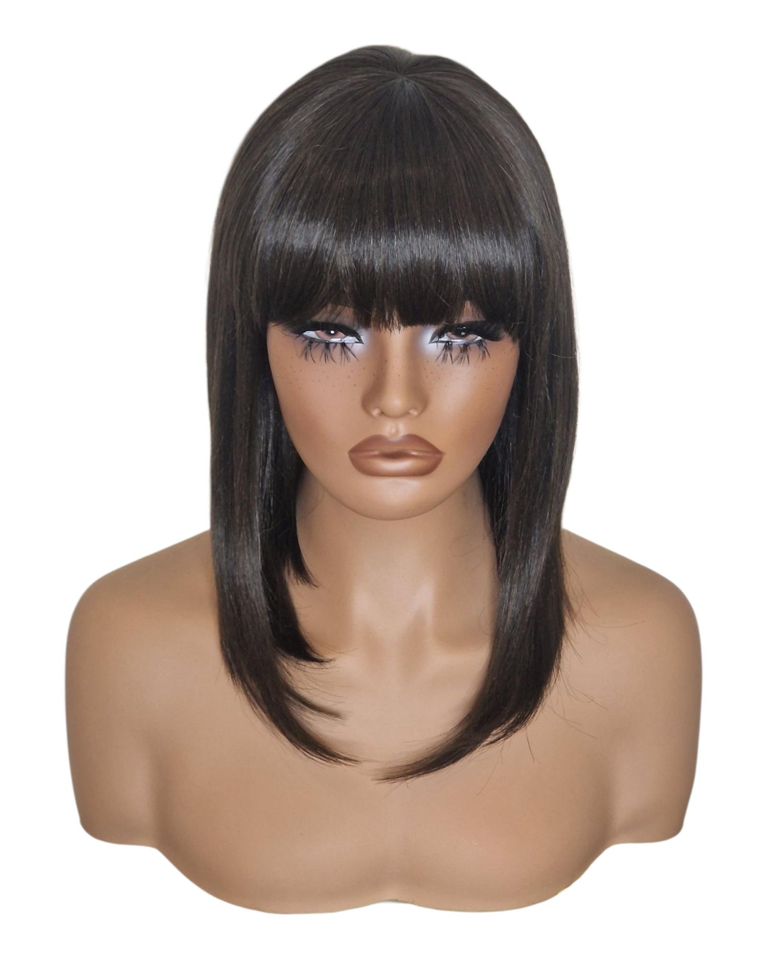 Dark Brown Asymmetric Bob Wig. Alix