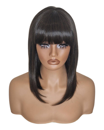 Dark Brown Asymmetric Bob Wig. Alix