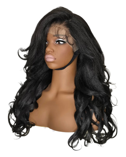 Black Curly Lace Front Wig. Bisha
