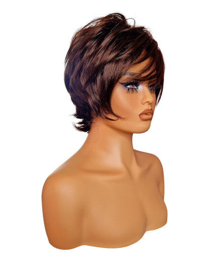 Short Choppy Urchin Cut Auburn Wig. Keira