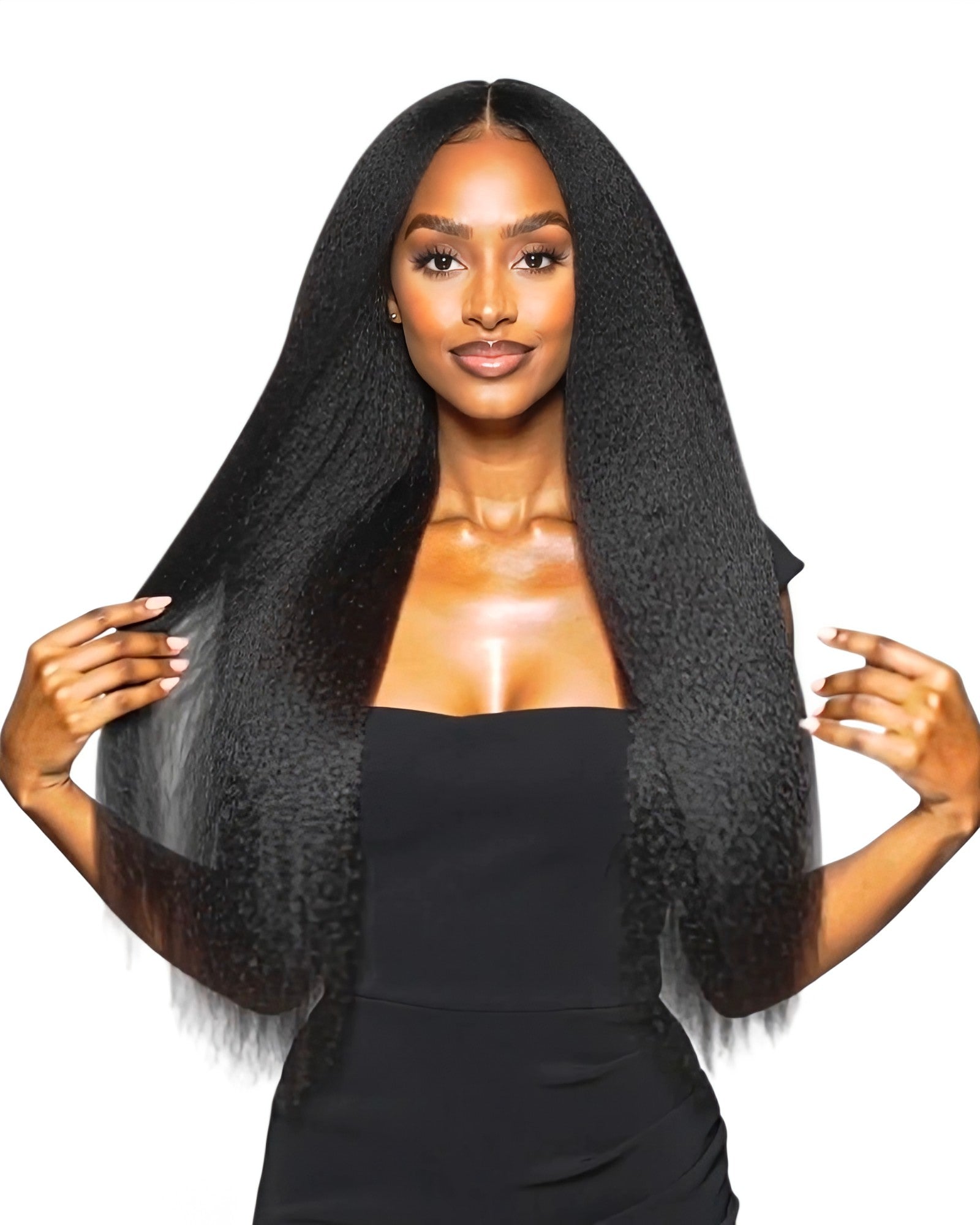 Black Relaxed Texture Lace Front Wig.