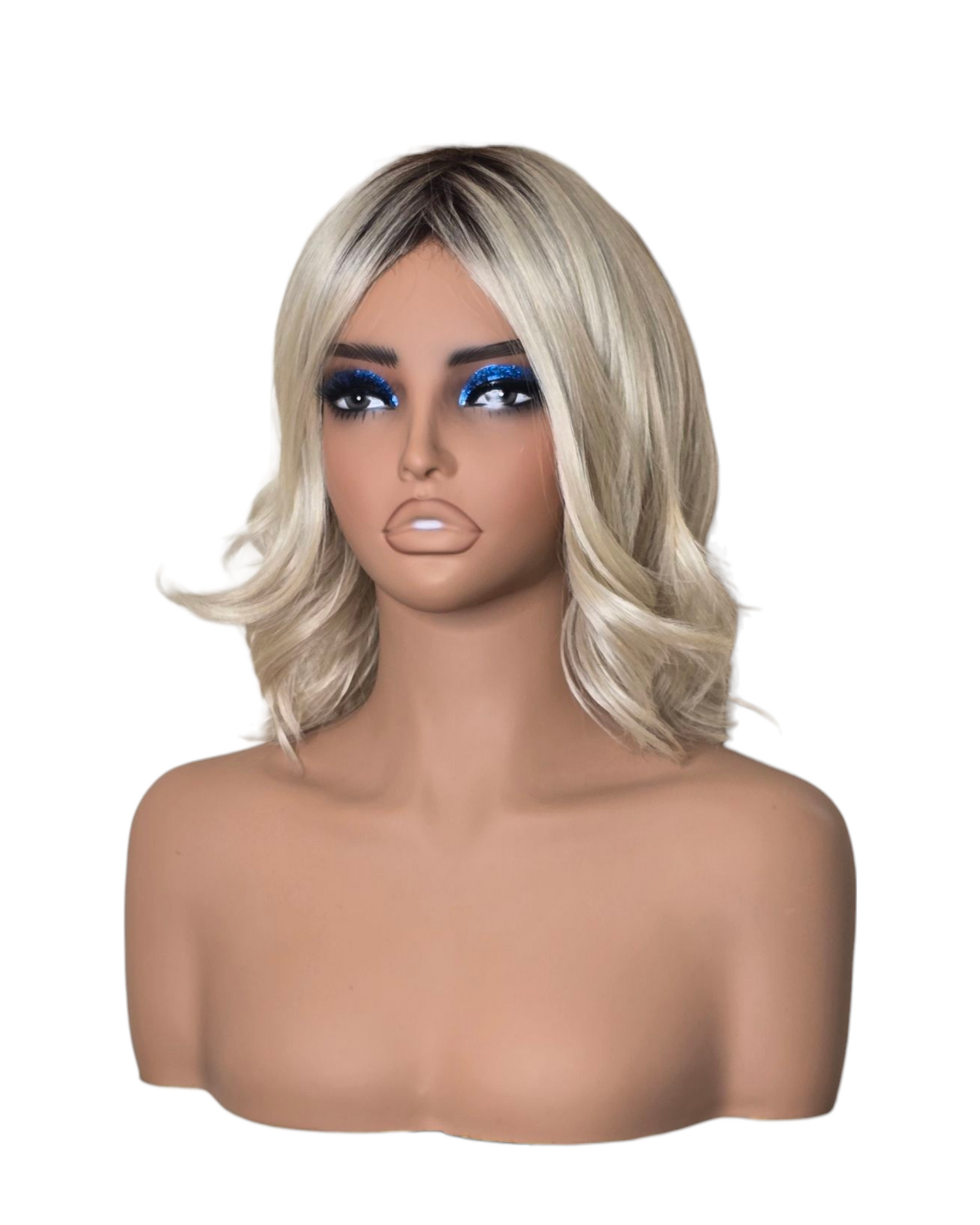 Platinum Blonde Wavy Bob Wig. Abbi