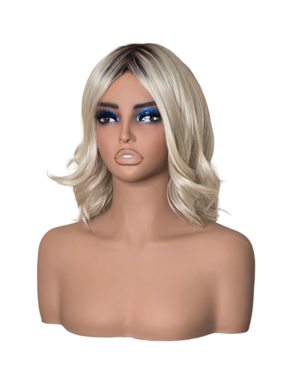 Platinum Blonde Wavy Bob Wig. Abbi