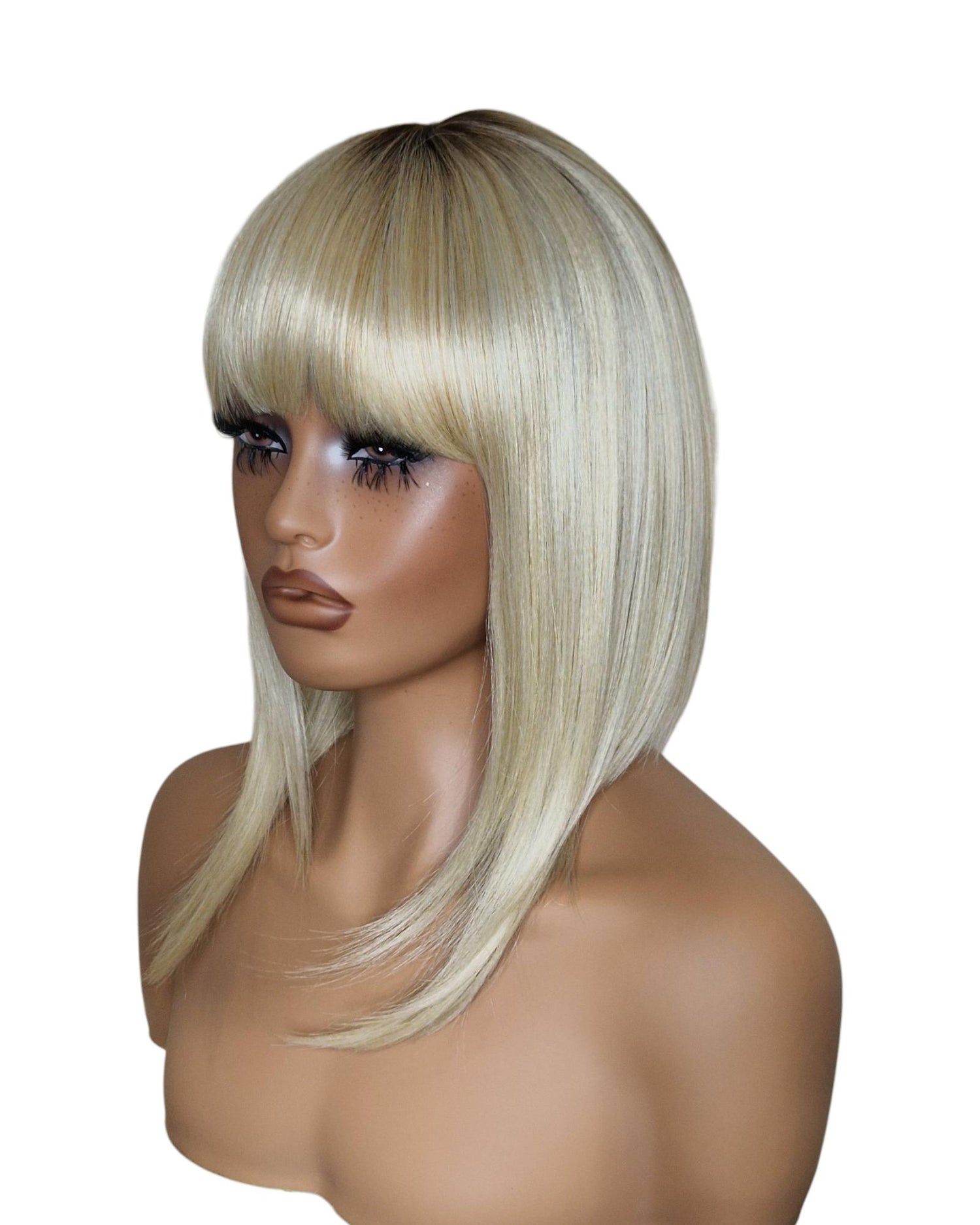 Platinum Blonde Asymmetric Bob Wig. Alix