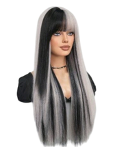 Grey Black Block Colour Straight Wig. Jossie.-CelebWigs