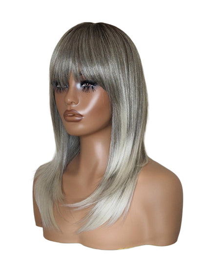 Silver Ash Blonde Long Bob Wig. Katherine