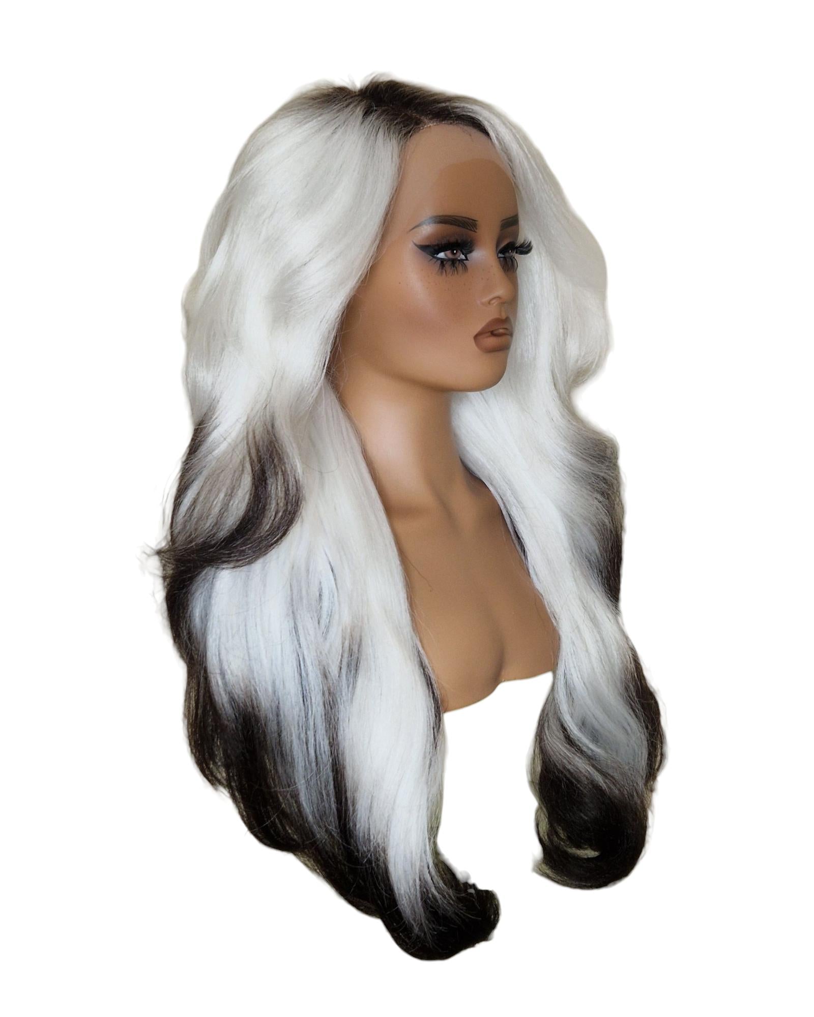 Ice White Tipped Lace Front Wig. Iced Vanilla