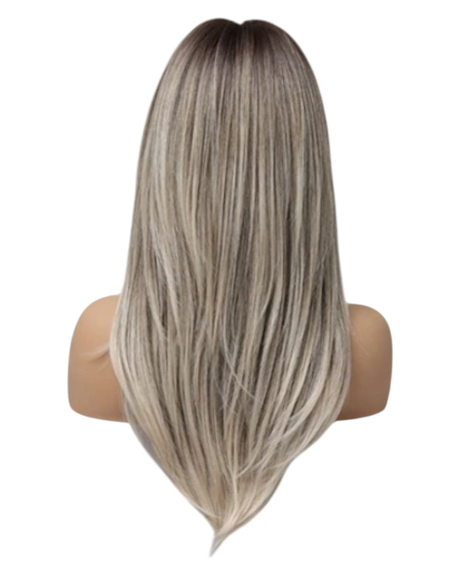 Rooted Blonde Layered Long Fringe Bangs Wig. Ally