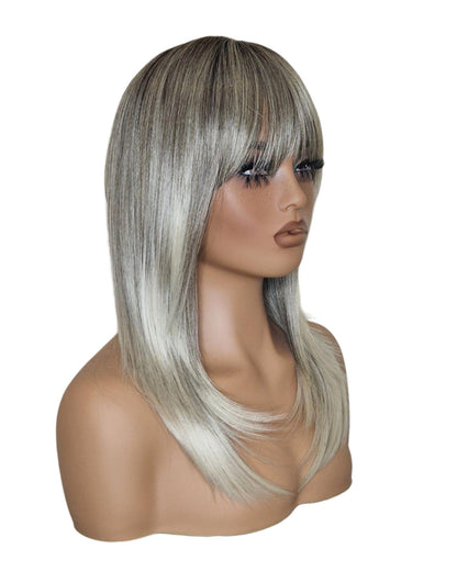 Silver Ash Blonde Long Bob Wig. Katherine
