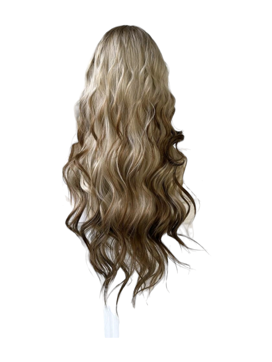 Ash Blonde To Brown Long Wavy Wig. Jocelynne.-CelebWigs