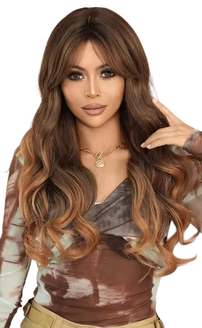 Ombre Brown Long Wavy Wig. Trinity