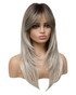 Rooted Blonde Layered Long Fringe Bangs Wig. Ally