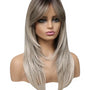 Rooted Blonde Layered Long Fringe Bangs Wig. Ally