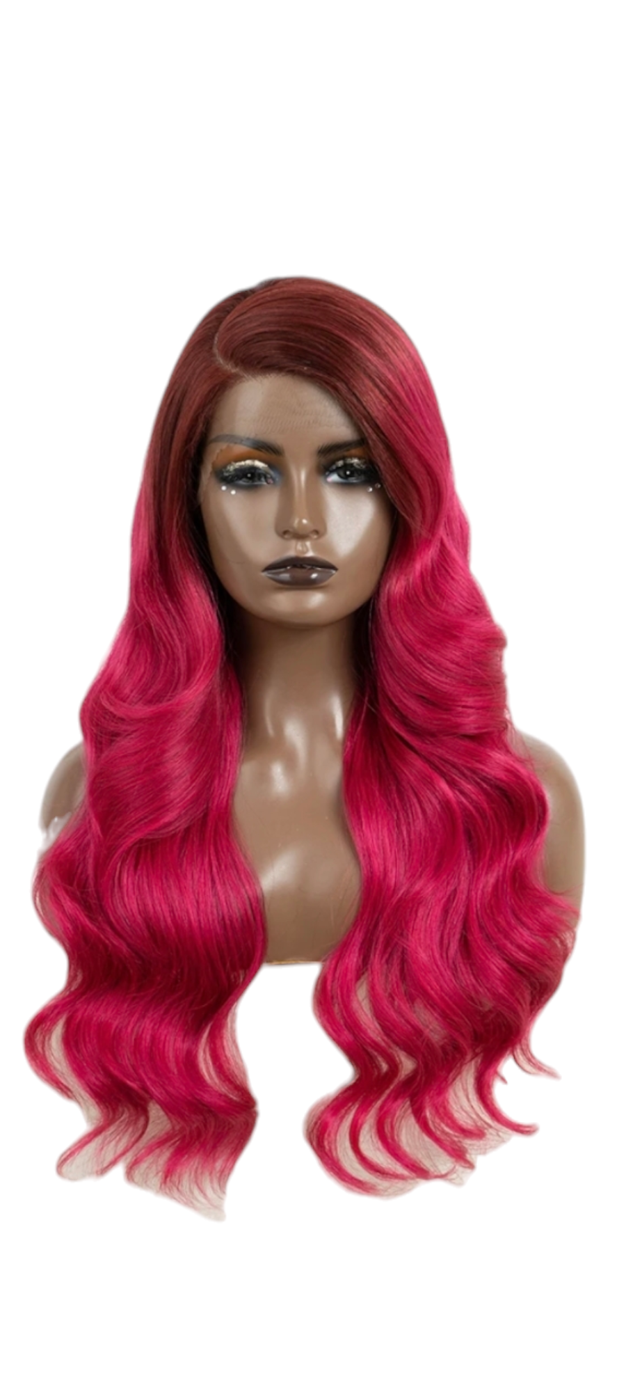 Red Side Part Lace Front Wig. Rosa.