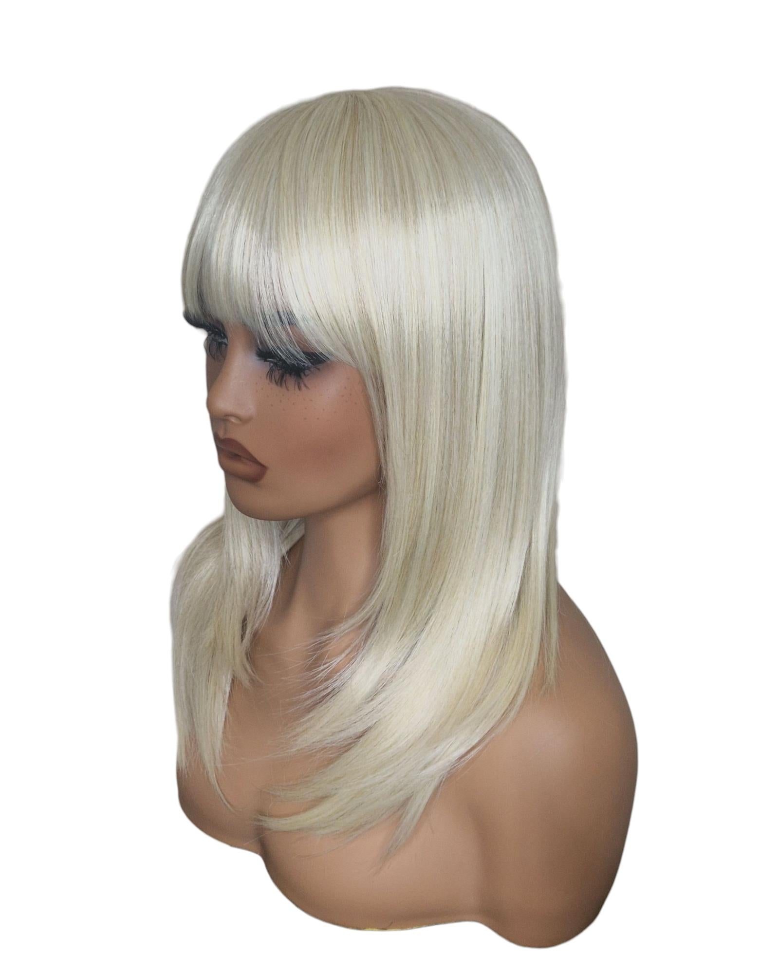 Platinum Blonde Long Bob Wig. Katherine