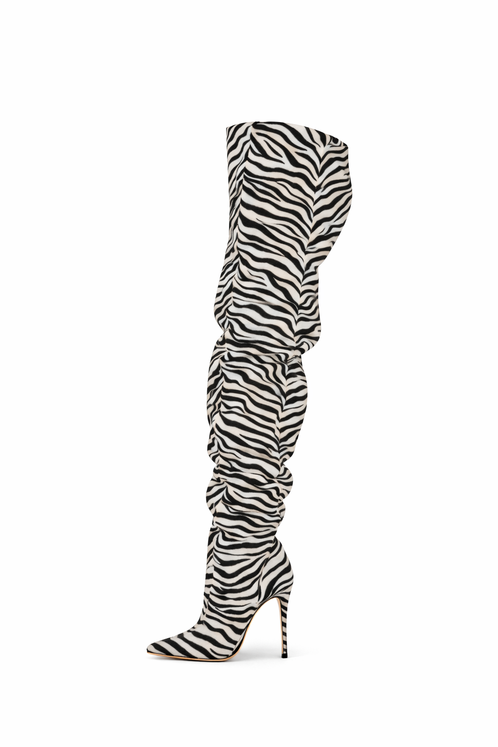 Zebra Thigh High Slouch Boots.