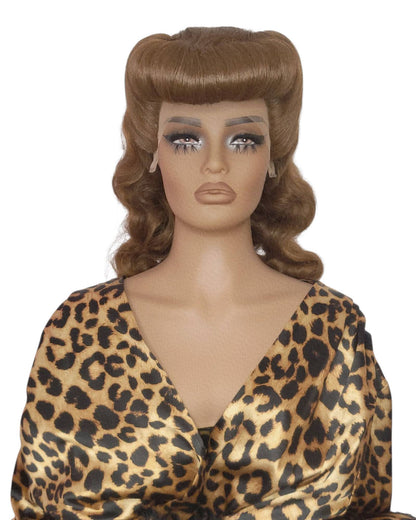 Caramel Brown Pin Up Vintage Roll Wig.