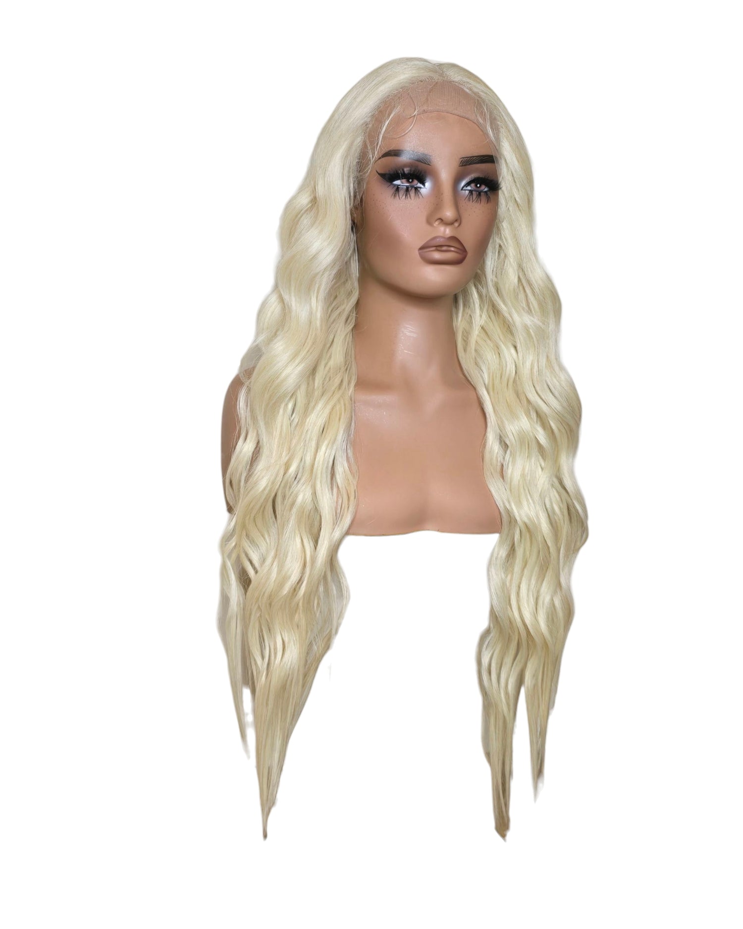Blonde Wavy Middle Part Lace Front Wig. Badra