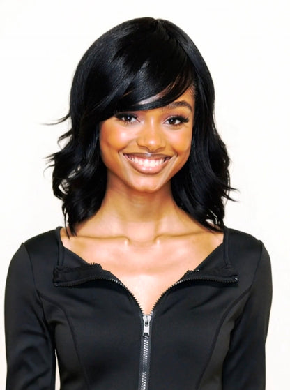 Black Choppy Wave Bob Wig. Abbi