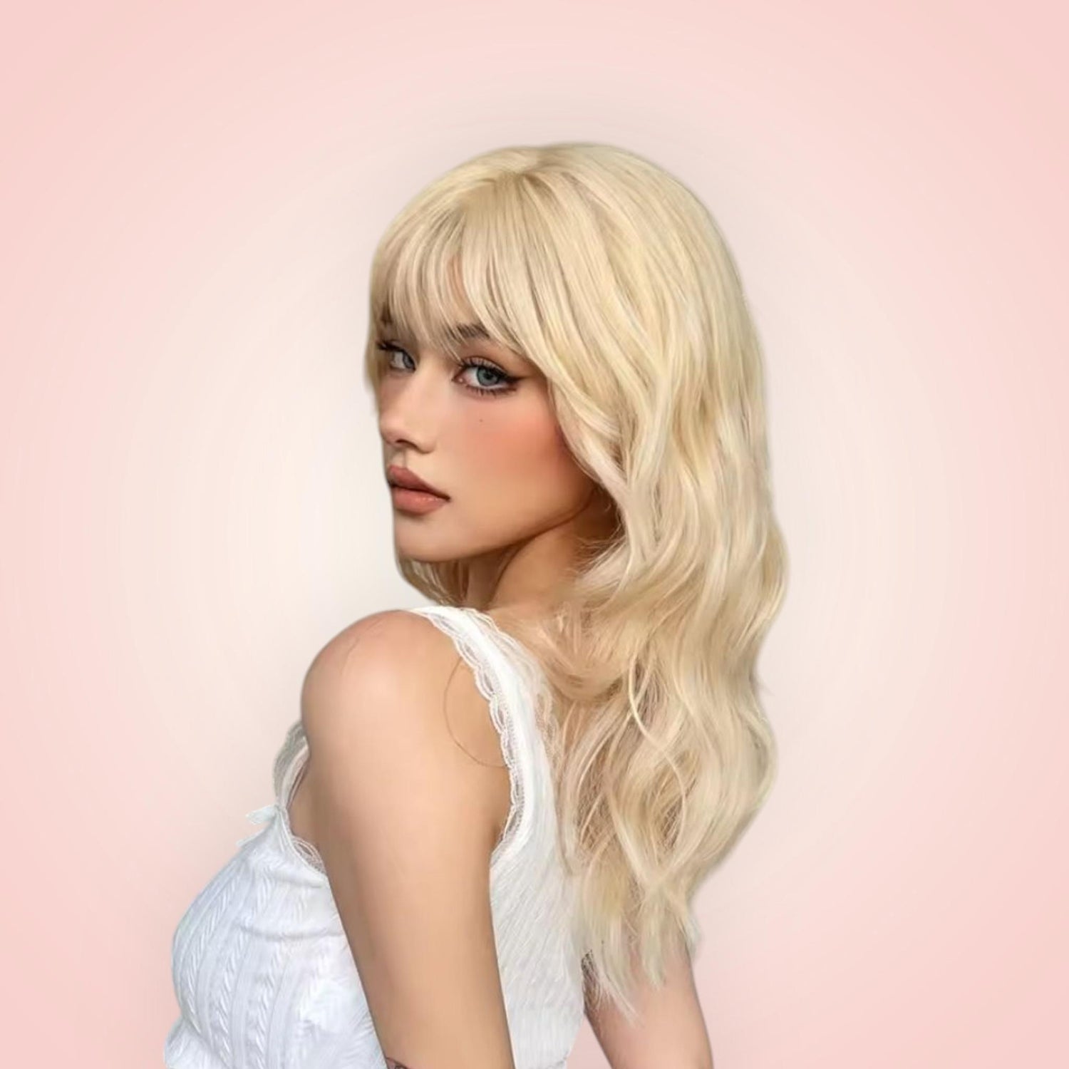 Blonde Wavy Long Length Wig. Texi