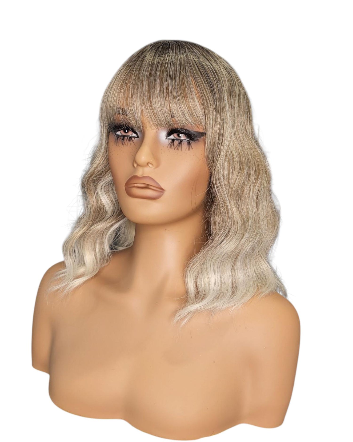 Ash Blonde Ombre Wavy Bob Wig. Rosie
