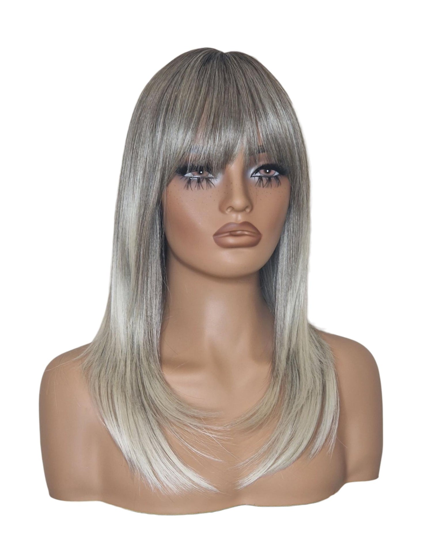 Silver Ash Blonde Long Bob Wig. Katherine