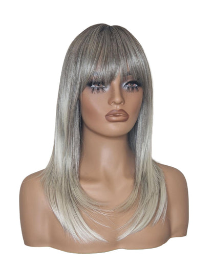 Silver Ash Blonde Long Bob Wig. Katherine