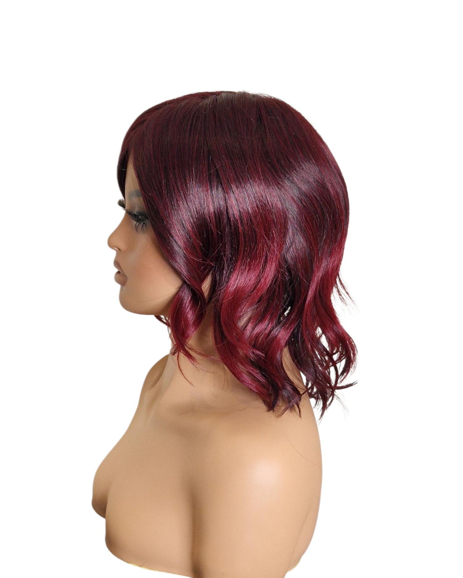 Burgundy Choppy Wave Bob Wig. Abbi