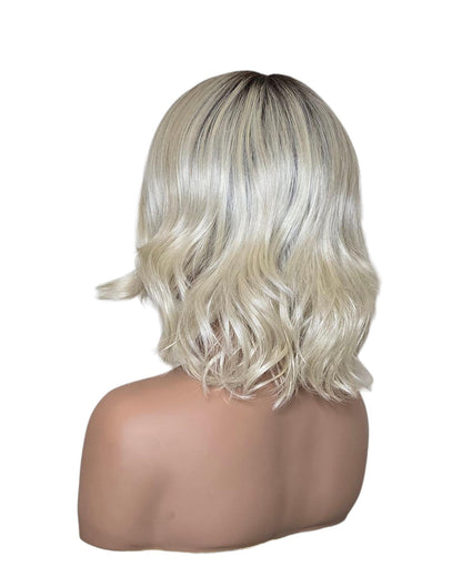 Platinum Blonde Wavy Bob Wig. Abbi