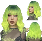 Green Ombre Wavy Wig With Fringe. Isabella-CelebWigs