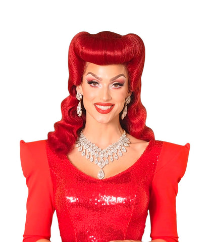 Red Pin Up Vintage Roll Wig.