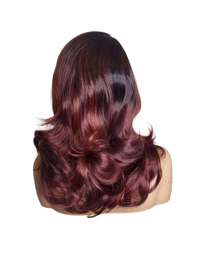Black Burgundy Red Lace Front Wig. Merle