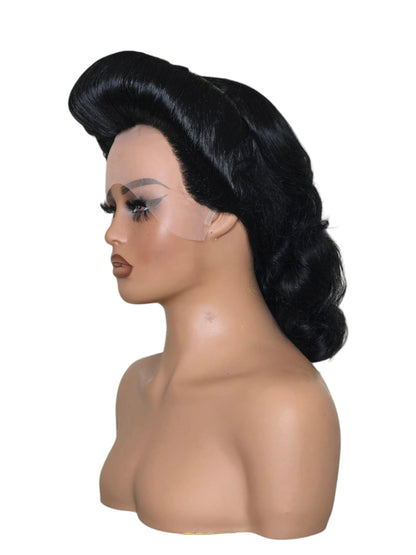 Black Pin Up Vintage Roll Wig.