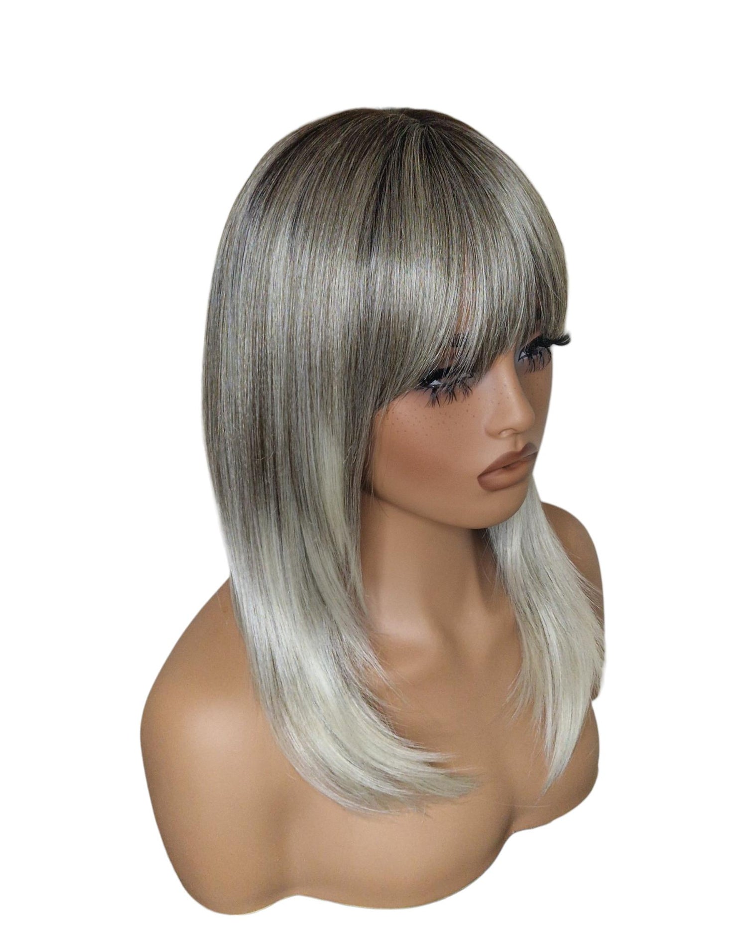 Silver Ash Blonde Long Bob Wig. Katherine