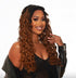 Black Caramel Brown Ombre Wet Curl Lace Front Wig. Kiki
