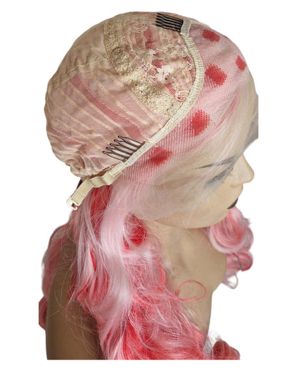 Strawberry Pink Streaked Lace Front Wig. Vox