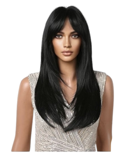 Black Long Layered Wig with Fringe. Ally