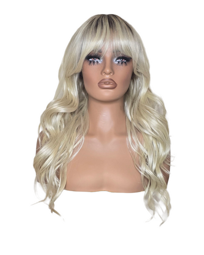 Platinum Blonde Long Wavy Wig. Abigail