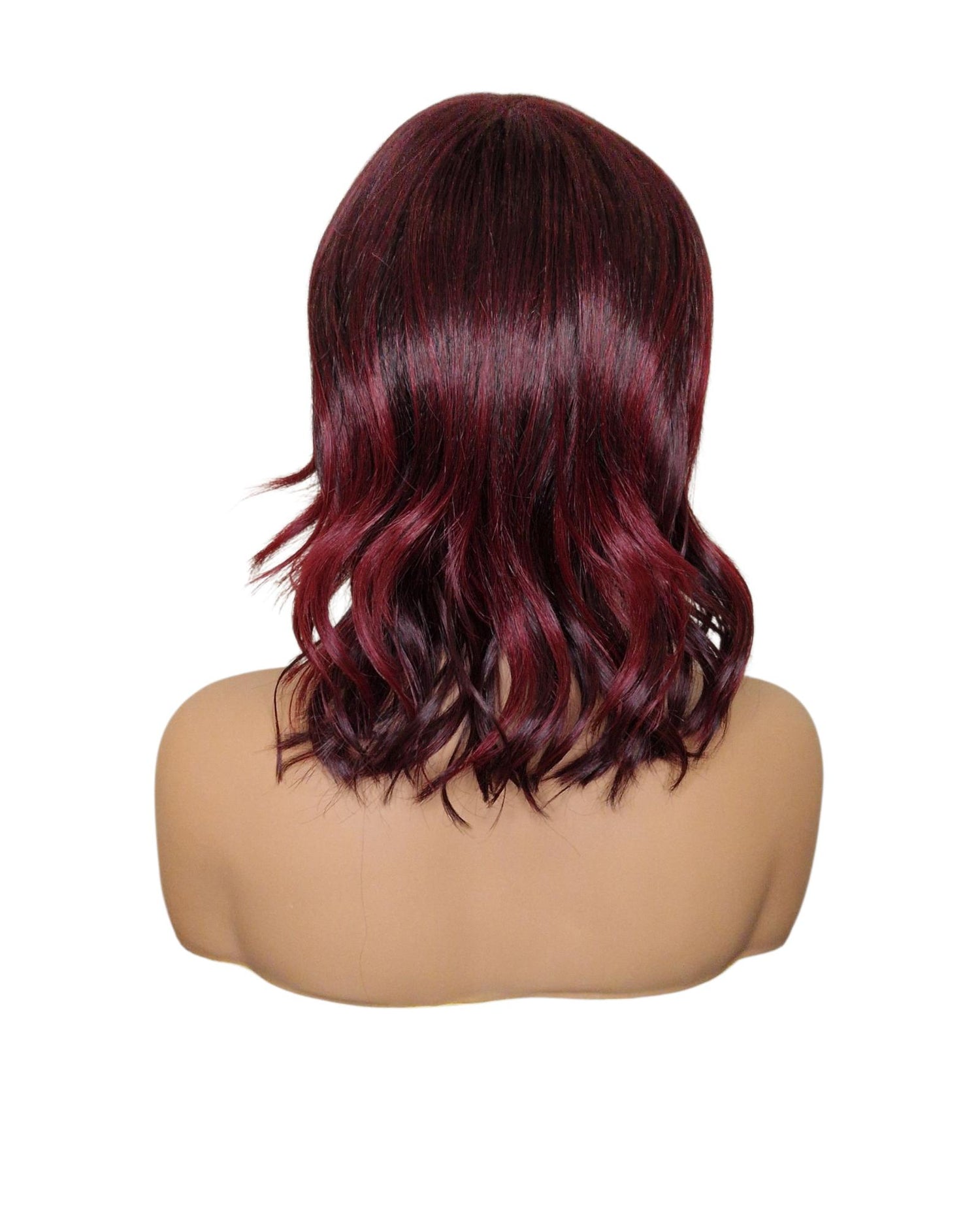 Burgundy Choppy Wave Bob Wig. Abbi